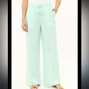 Marciano Light Green Wide-Leg 100% Linen Pants